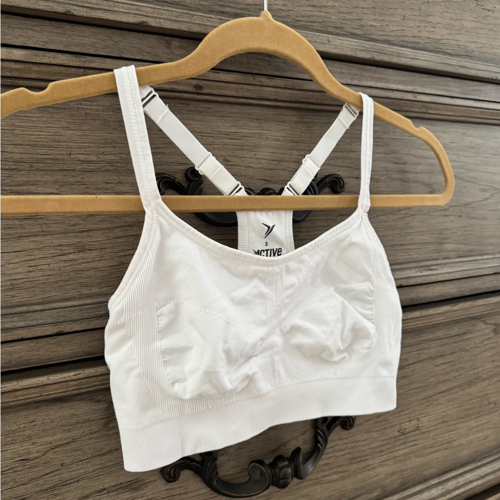Old Navy Active Sports Bra White Racerback Spandex Adjustable Straps - Picture 3 of 6